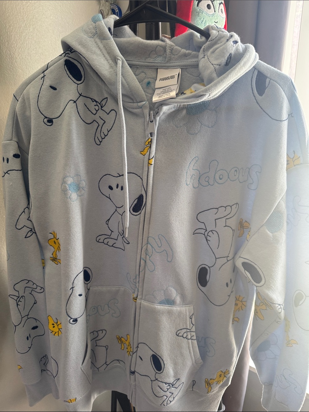 Peanuts Light Blue Snoopy & Woodstock Zip Hoodie